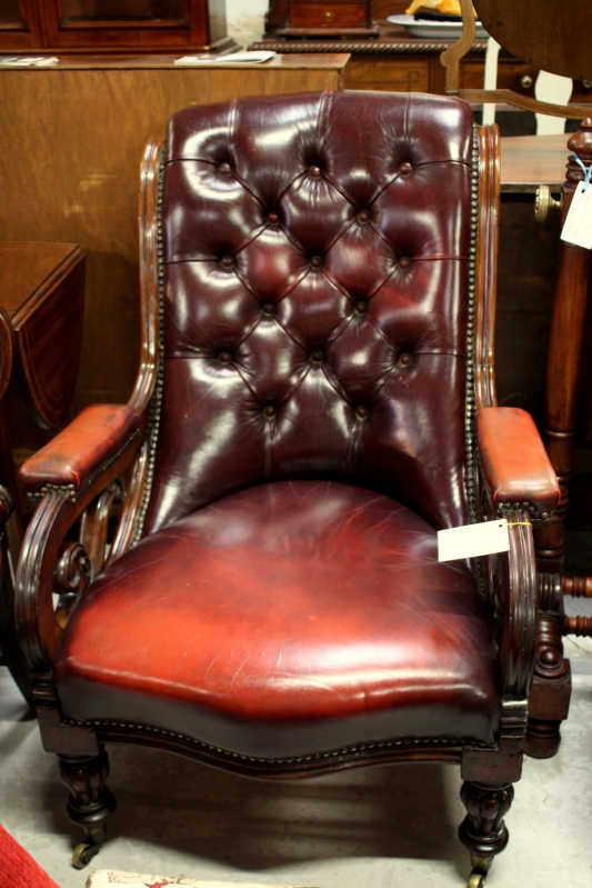 Beautiful William IV Mahogany Armchair in Leather